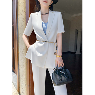2025新款高端西装套装女夏季薄款气质女神范气场强大白色西服正装