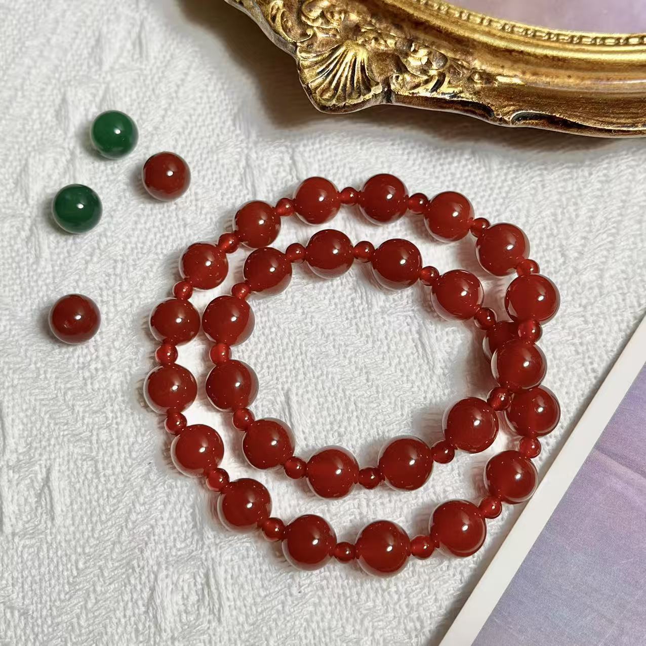 许你耀眼露思同款同款天然红玛瑙手串圆珠新中式美学复古10mm