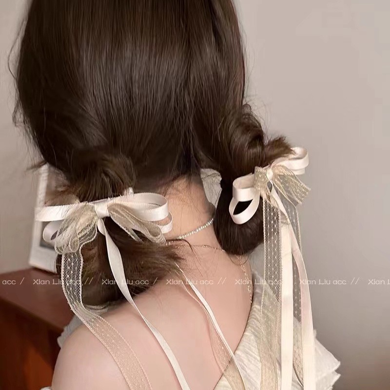 超仙飘带蝴蝶结发夹边夹侧边刘海夹女春夏甜美鸭嘴夹发卡夹子