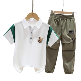 男童夏季短袖长裤套装2026新款儿童纯棉中大童宝宝两件套装帅气潮
