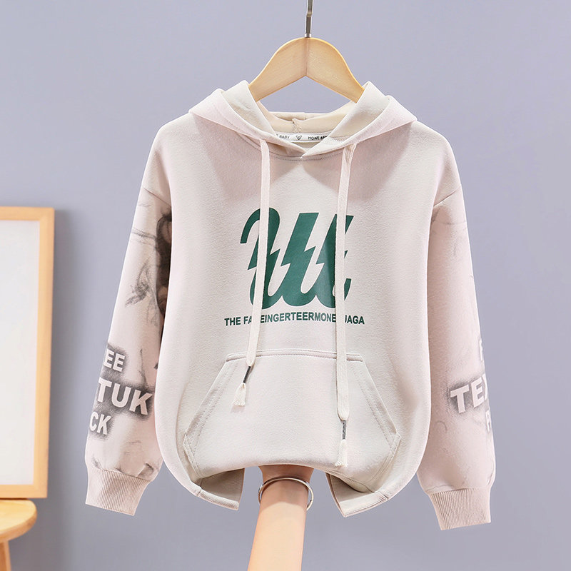 2026新款男童卫衣连帽儿童上衣春秋装中大童洋气男孩韩版字母衣服