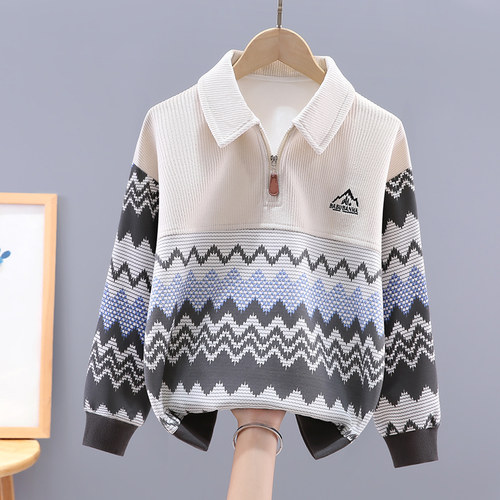 男童卫衣春秋款翻领童装衣服