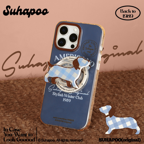 suhapoo壳内策展 格子腊肠狗手机壳iPhone17promax苹果16原创15ins风16pro14plus全包