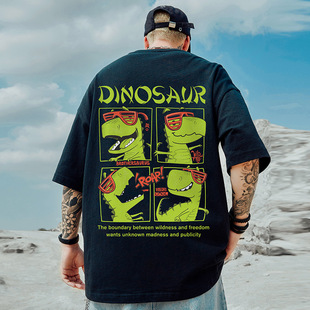 欧美街头潮牌卡通t恤男ins潮流情侣装大码加肥加大号国潮短袖8XL