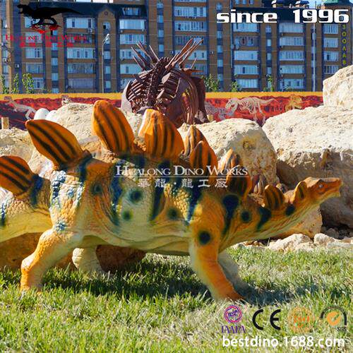 仿真恐龙雕塑模型定制玻璃钢剑龙节日展览演出机械产品工厂