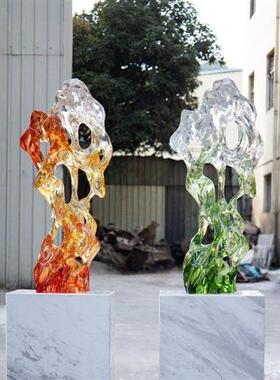 家居摆件客厅轻奢现代透明艺术品酒店前台装饰品树脂工艺品样板间