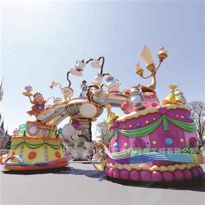 巡游花车自贡市户外方特园林游乐园场所玻璃钢彩船亮化美陈制作