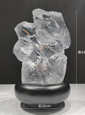 现代创意透明树脂雕塑树叶石头摆件酒店会所售楼处客厅玄关装饰品