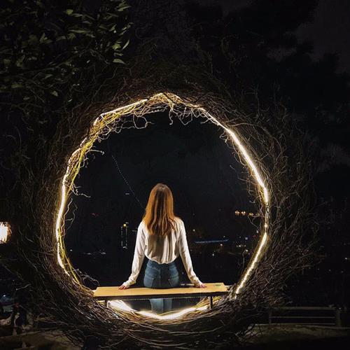 景区度假村阳光房藤编鸟巢户外沙滩海边防水防晒网红拍照打卡道具