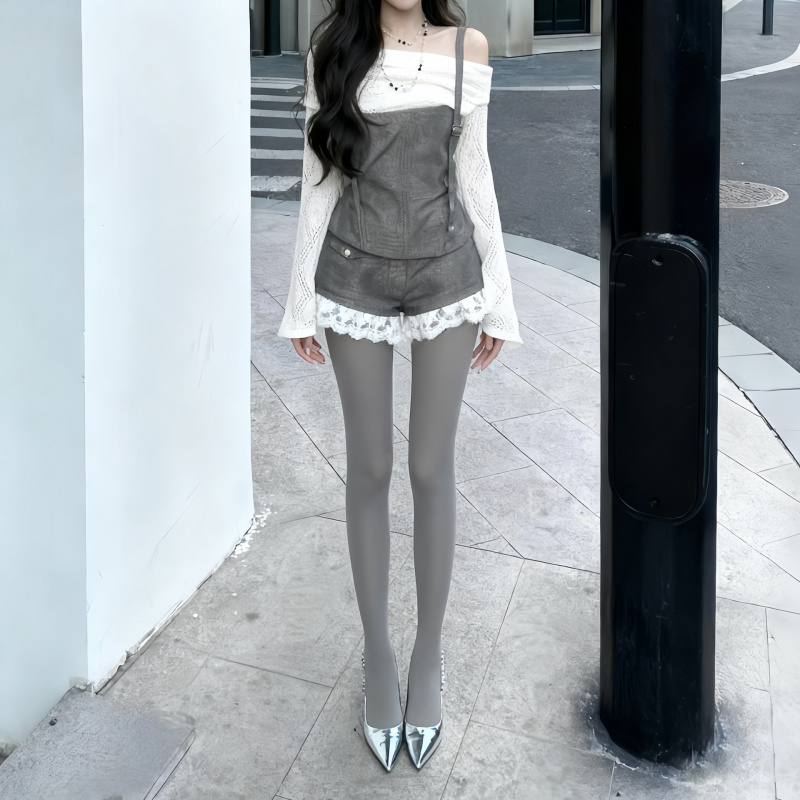 miu系高级感空姐灰面膜袜高弹显