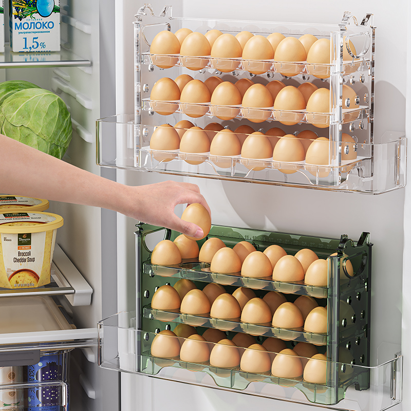 鸡蛋收纳盒冰箱侧门专用收纳架三层整理架食品级厨房储物鸡蛋架托
