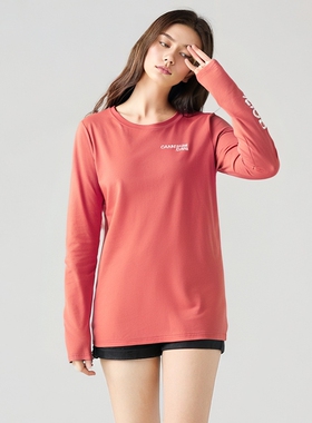 断码清仓】Calvin Klein/CK女士印花Logo休闲长袖T恤莫代尔打底衫