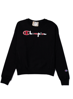 CHAMPION潮流冠军春季女装刺绣草写字母拼色Logo休闲加绒卫衣集货