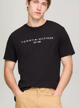 TOMMY HILFIGER汤米新款纯棉休闲刺绣LOGO透气百搭圆领短袖T恤男