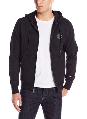 换季清仓】正品CHAMPION冠军小标男女情侣加绒开衫连帽卫衣集货