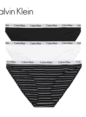Calvin Klein内衣三条装舒适棉质弹力透气性感比基尼CK三角内裤女
