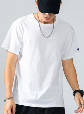 美国CHAMPION冠军纯色纯棉短袖T恤男女情侣小C标百搭圆领上衣T425