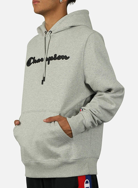 正品CHAMPION美版冠军男草写字母Logo加绒连帽卫衣集货