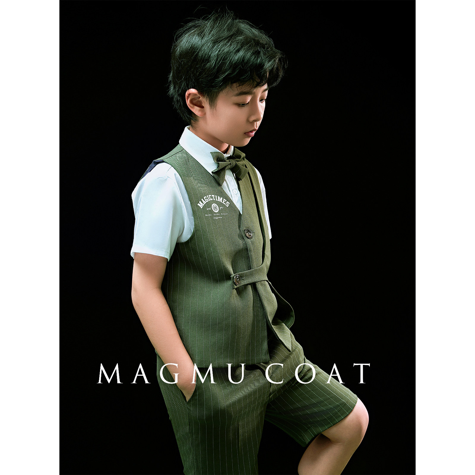 麦格牧儿童礼服男童花童秋冬西装马甲套装小主持人钢琴表演演出服