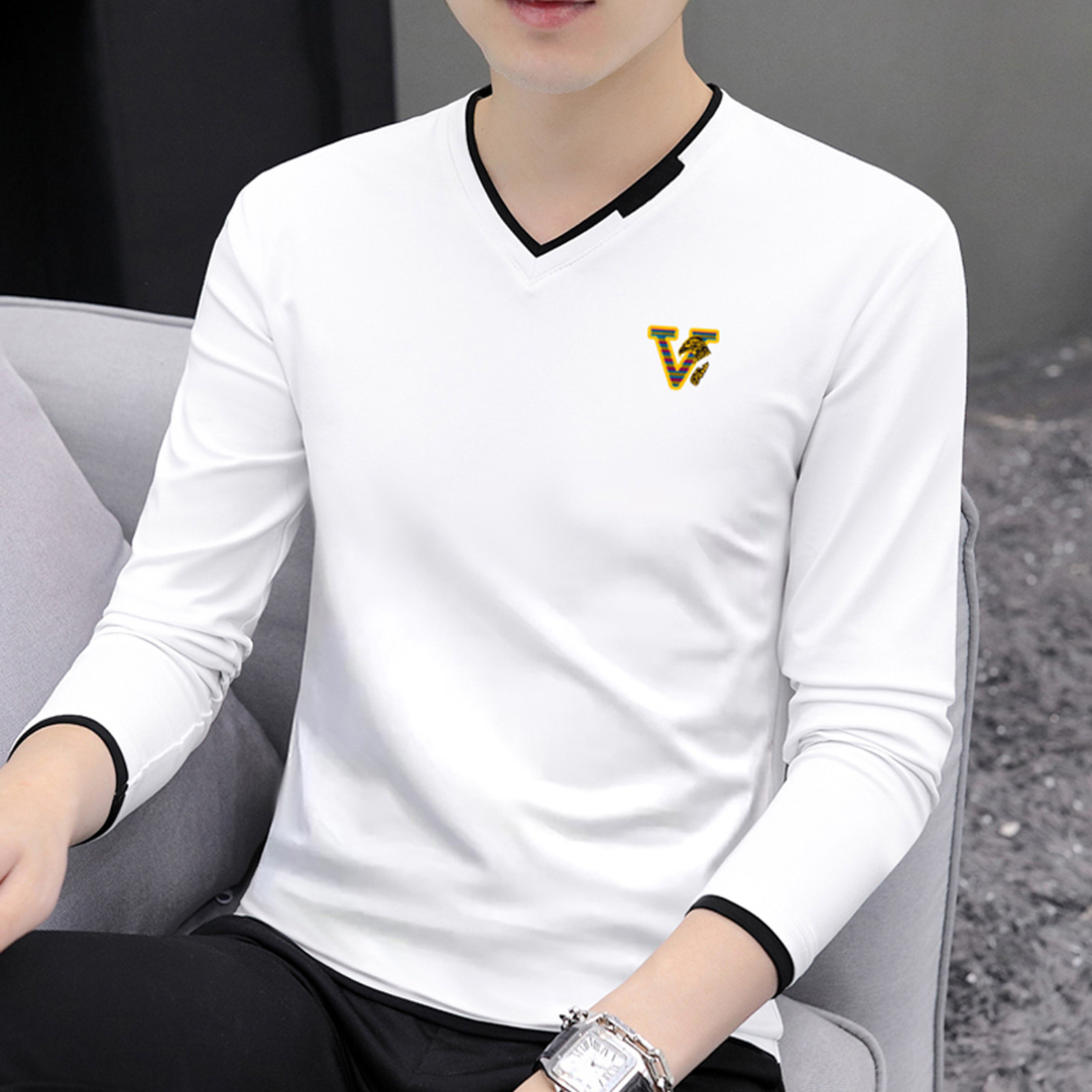 2025春秋新款高品质百搭打底衫男