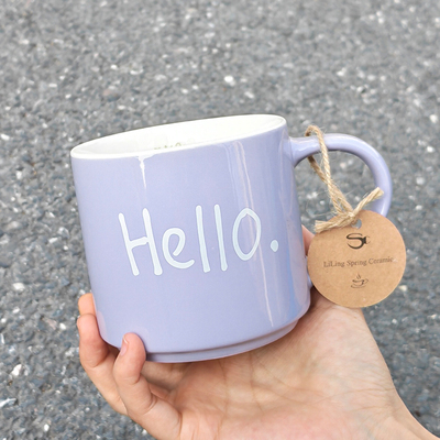 食魔师简约陶瓷马克杯尾货清仓处理字母印花水杯伴手礼杯子 480ML