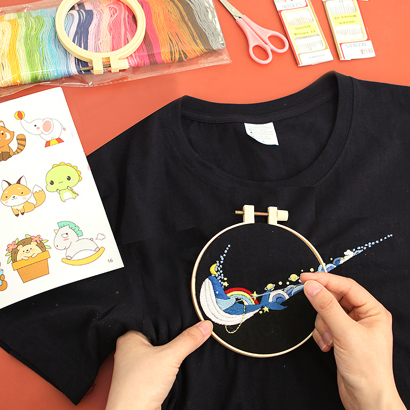 刺绣手工diy材料包初学者自绣匡威鞋子t恤衣服包包情侣礼物送男友