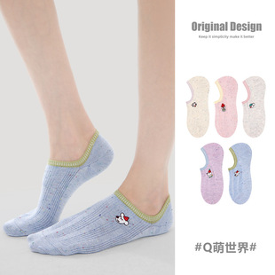 Renaissance成人女袜春夏新款 船袜子女 Q萌世界创意隐形袜棉薄款