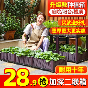 种植箱种菜盆专用箱阳台楼顶花箱花盆蔬菜家用盆塑料长方形特大