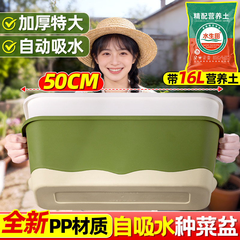 阳台种菜专用盆长条形懒人自吸水特大号室外塑料家用种植蔬菜花箱,鲜花速递/花卉仿真/绿植园艺,花盆,淘宝优惠券,粉丝福利购,淘宝优惠卷