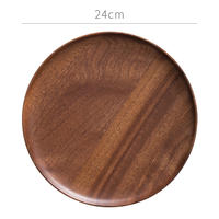 Solid wood round plates and saucers, ebony round plates, wooden pastries, dried fruits, nuts, melon seeds plates and saucers, homestay tableware thumbnail 5