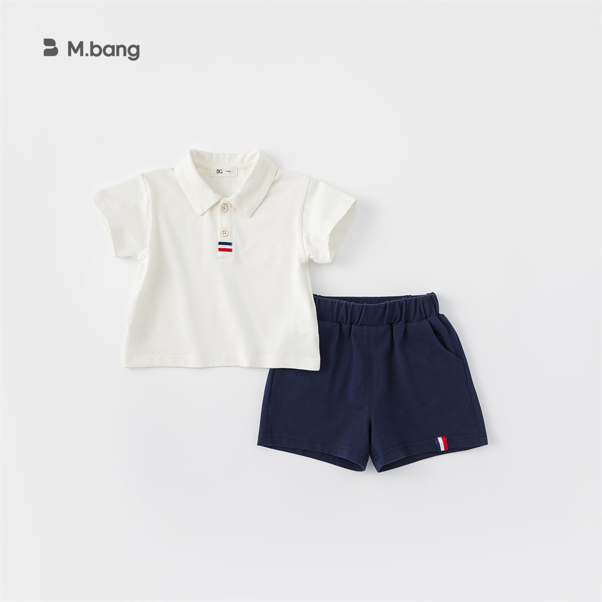 宥宝童装男童polo衫短裤两件套小童简约纯色上衣夏季儿童运动套装