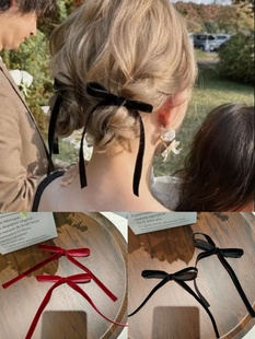 网红同款黑色丝绒蝴蝶结发夹刘海夹侧边夹碎发夹发饰就行双边头饰