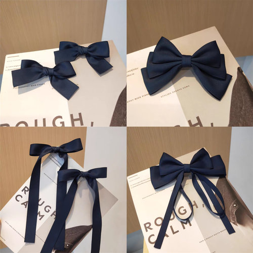 藏蓝色集合点蝴蝶结简约发夹韩式