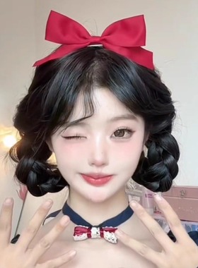 白雪公主红色蝴蝶结立体发夹韩系新年百搭头饰一字夹发饰侧边夹