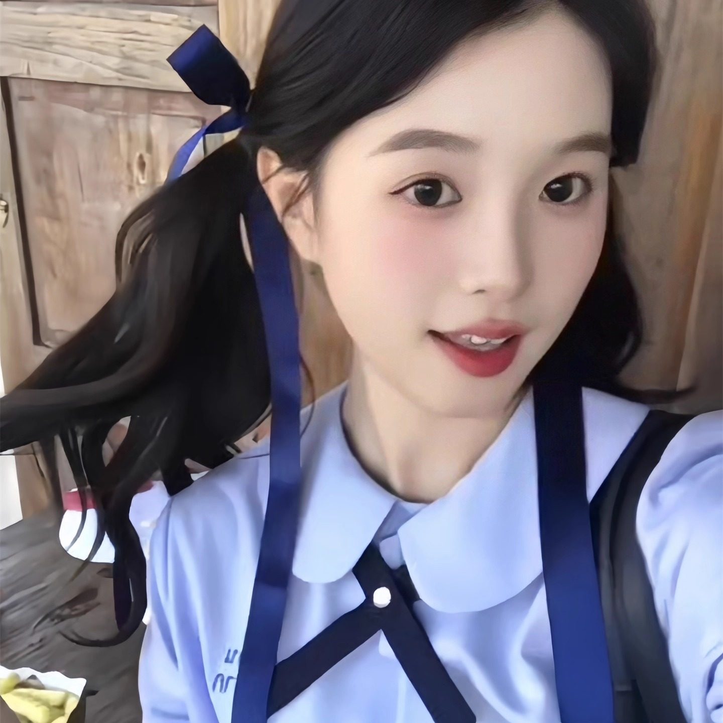 藏蓝色~韩系长飘带双边一对发夹少女蝴蝶结发饰可爱侧边马尾发卡图片