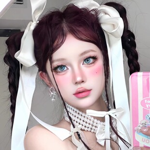 韩系少女奶白色蝴蝶结发夹飘带双马尾侧边发卡麻花辫减龄甜美头饰