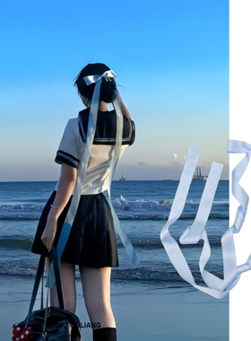 法式奶蓝色大蝴蝶结超长飘带发夹白色新娘订婚头饰芭蕾风少女发饰