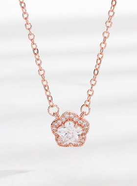 奥特莱斯撤柜清仓捡漏18K金樱花项链颈链招桃花精致锁骨链女配饰