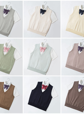 基础款 老头乐jk马甲背心外套女秋季日系学生外搭V领套头针织毛衣