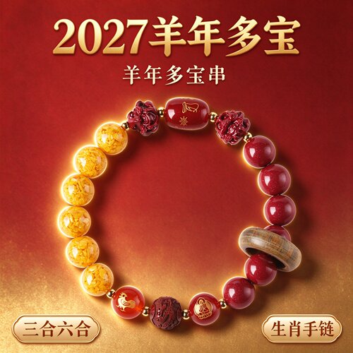 师傅秘制2027护身符朱砂三合手链
