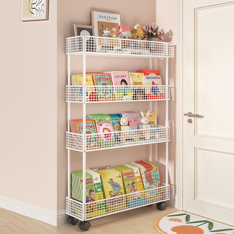 门后置物架儿童绘本书架铁艺落地简易极窄夹缝收纳超薄墙边小窄柜
