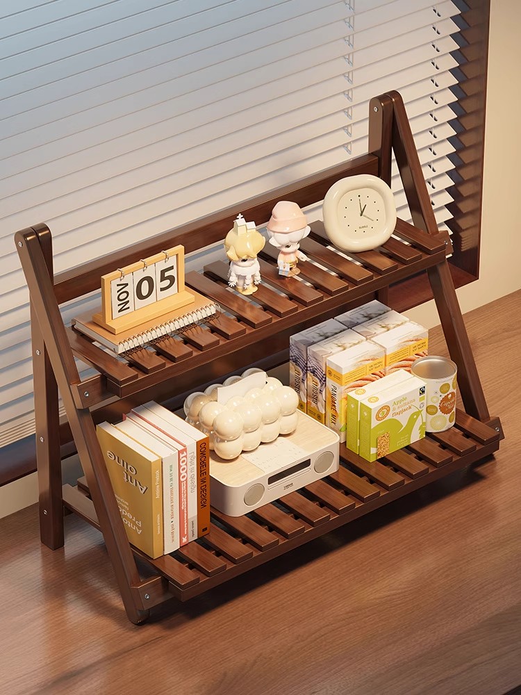 桌面书架置物架家用小型桌上收纳架办公室工位整理餐桌台面杯架子