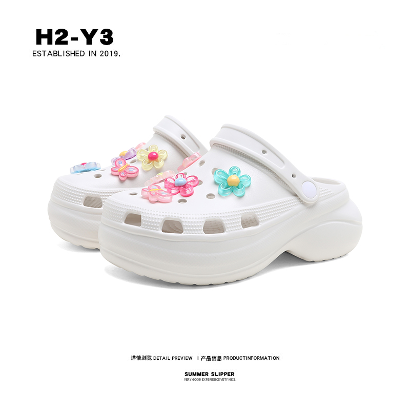 洞洞鞋女2024夏季新款时尚花朵