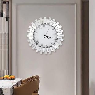 饰电子钟表 时尚 简约玻璃拼镜挂钟轻奢现代创意时钟客厅玄关壁挂装