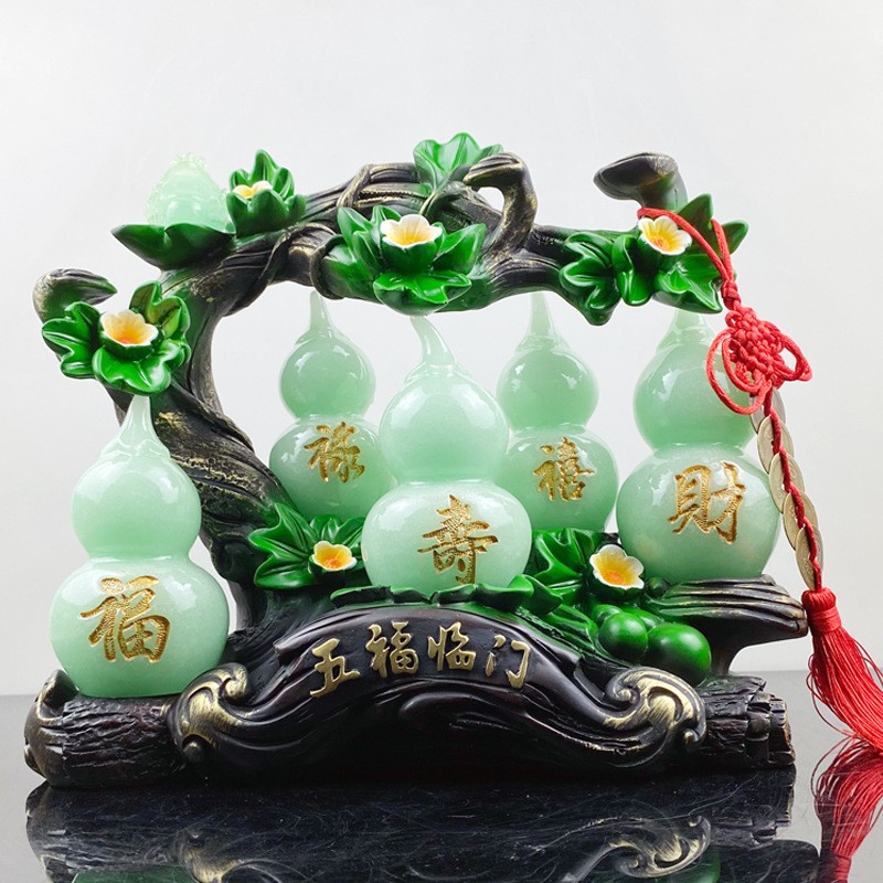 葫芦摆件新款五福禄寿喜财葫芦摆件 创意中式招财摆件定制