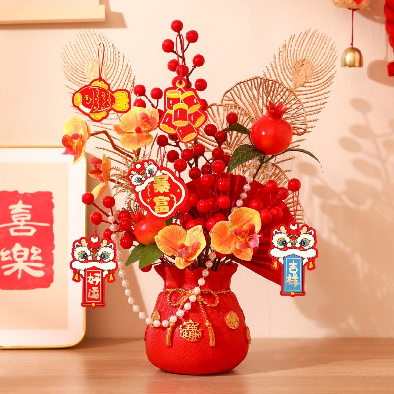 成品2025新款蛇年福袋花瓶创意树脂工艺品摆件客厅玄关钱袋装定制