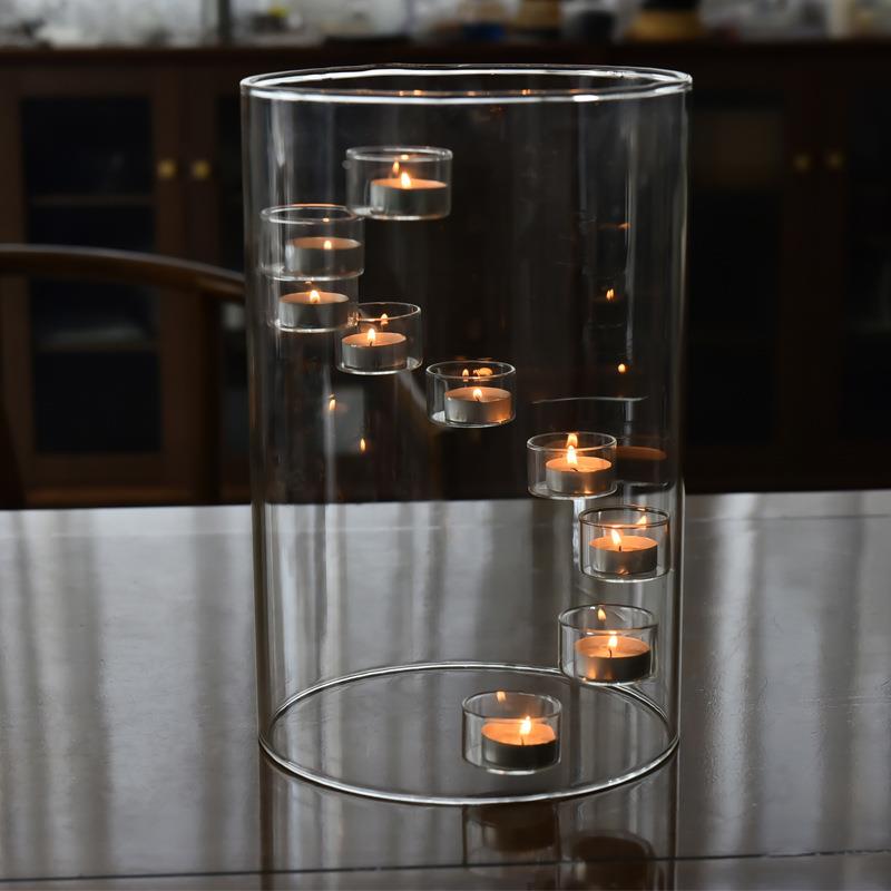 厂家直销欧式特大号玻璃烛台烛光晚餐装饰摆件创意烛台蜡烛家用定