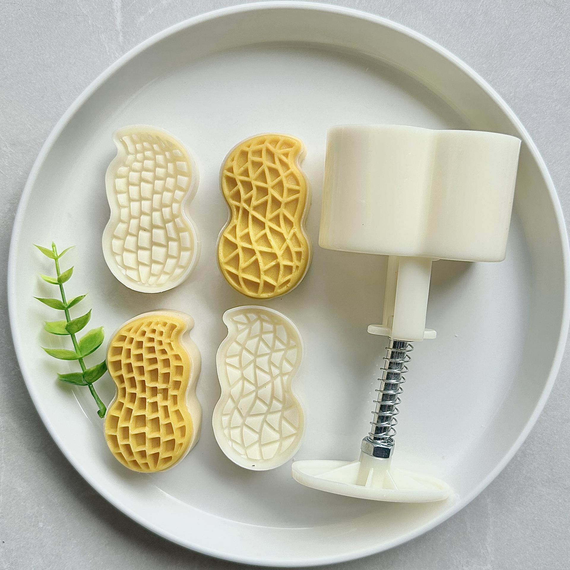 50克立体花生绿豆糕冰皮月饼模具套装 手压塑料凤梨酥模具