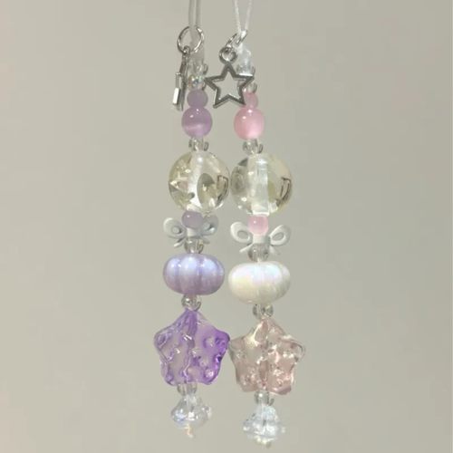 原创冰透星星吊坠串珠手机链ccd挂绳相机挂饰防丢绳钥匙扣挂定制