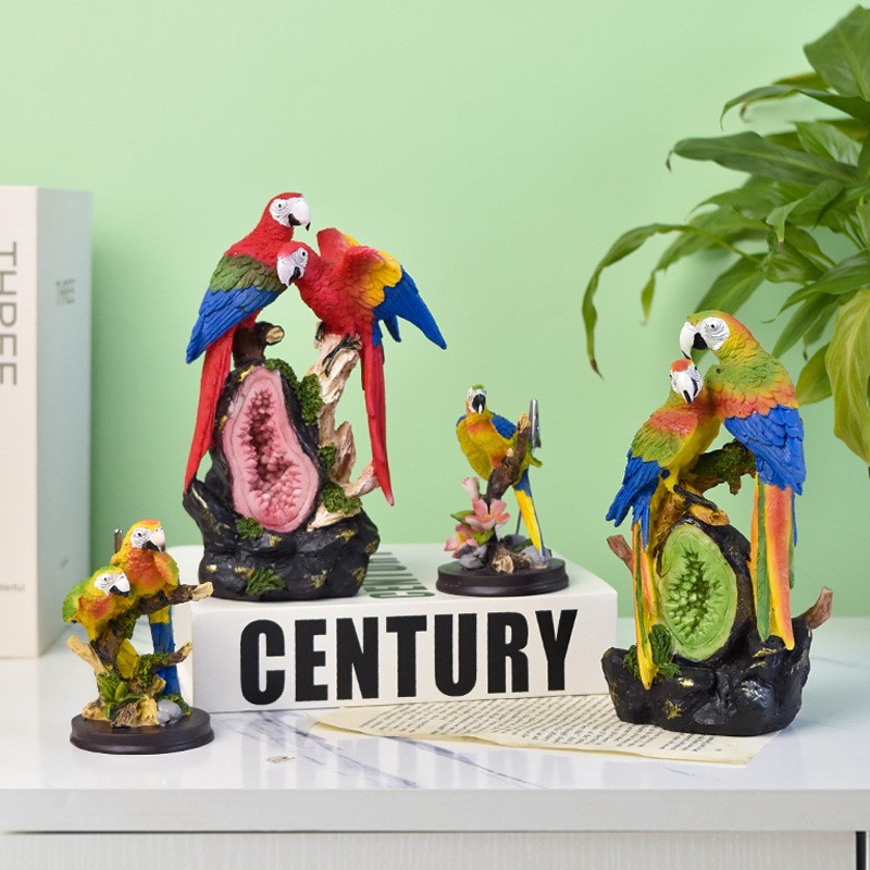 新品树脂工艺品鹦鹉摆件家居客厅品创意仿真摆设北欧玄关装饰定制